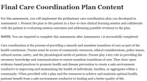 Final Care Coordination Plan Content