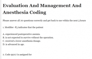 Evaluation And Management And Anesthesia Coding