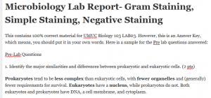 Microbiology Lab Report- Gram Staining, Simple Staining, Negative Staining