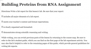 Building Proteins from RNA Assignment