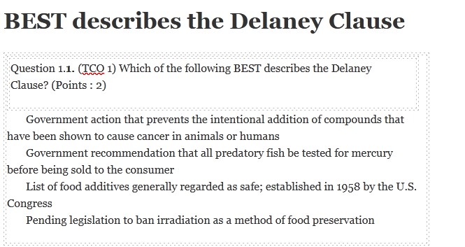 BEST describes the Delaney Clause - IResearchNet.org