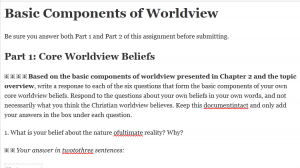 Basic Components of Worldview