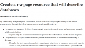Create a 1-2-page resource that will describe databases 