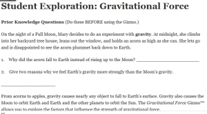 Student Exploration: Gravitational Force