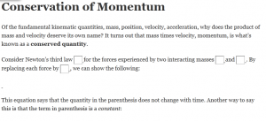 Conservation of Momentum