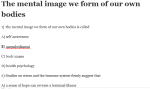  The mental image we form of our own bodies