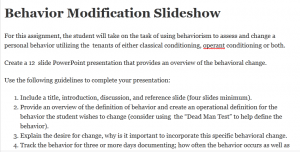 Behavior Modification Slideshow