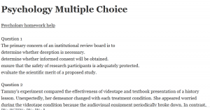 Psychology Multiple Choice