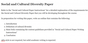 Social and Cultural Diversity Paper