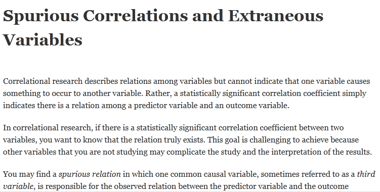 Spurious Correlations And Extraneous Variables - IResearchNet.org