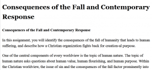 Consequences of the Fall and Contemporary Response