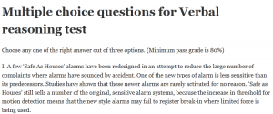 Multiple choice questions for Verbal reasoning test