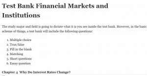 Test Bank Financial Markets and Institutions