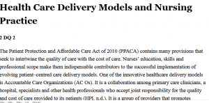 Health Care Delivery Models and Nursing Practice