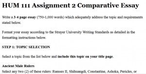 HUM 111 Assignment 2 Comparative Essay