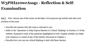 W3PHI210wrAssg1 - Reflection & Self-Examination