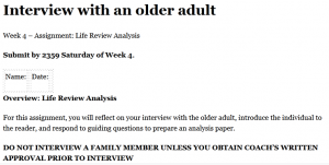 Interview with an older adult