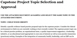 Capstone Project Topic Selection and Approval