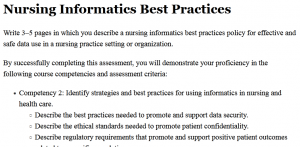 Nursing Informatics Best Practices .