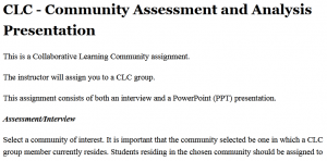 CLC - Community Assessment and Analysis Presentation