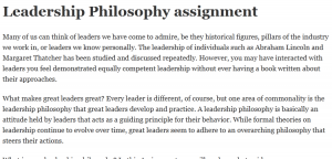 Leadership Philosophy assignment