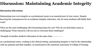 Discussion: Maintaining Academic Integrity