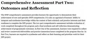 Comprehensive Assessment Part Two: Outcomes and Reflection