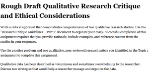 Rough Draft Qualitative Research Critique and Ethical Considerations