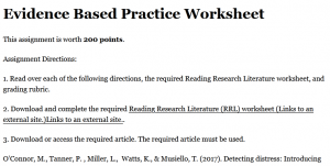 Evidence Based Practice Worksheet