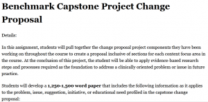Benchmark Capstone Project Change Proposal