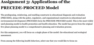Assignment 3: Applications of the PRECEDE-PROCEED Model