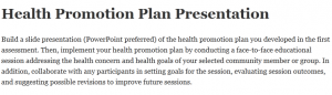 Health Promotion Plan Presentation