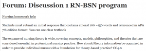 Forum: Discussion 1 RN-BSN program