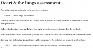 Heart & the lungs assessment