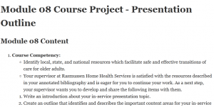 Module 08 Course Project - Presentation Outline 