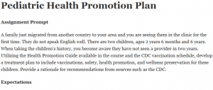  Pediatric Health Promotion Plan