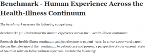 Benchmark - Human Experience Across the Health-Illness Continuum