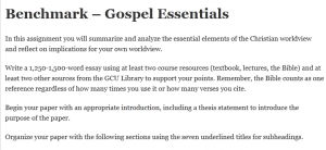 Benchmark – Gospel Essentials 