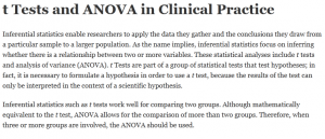 t Tests and ANOVA in Clinical Practice