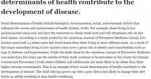 determinants of health contribute to the development of disease.