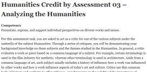 Humanities Credit by Assessment 03 – Analyzing the Humanities