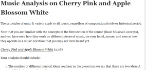 Music Analysis on Cherry Pink and Apple Blossom White