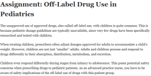 Assignment: Off-Label Drug Use in Pediatrics