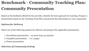 Benchmark - Community Teaching Plan: Community Presentation