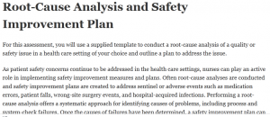 Root-Cause Analysis and Safety Improvement Plan