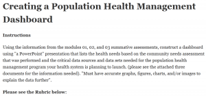 Creating a Population Health Management Dashboard 