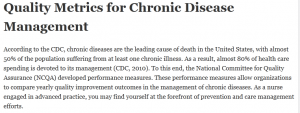 Quality Metrics for Chronic Disease Management