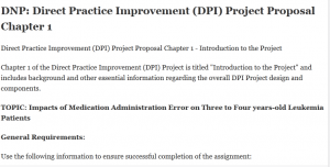 DNP: Direct Practice Improvement (DPI) Project Proposal Chapter 1