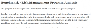Benchmark - Risk Management Program Analysis 