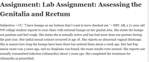 Assignment: Lab Assignment: Assessing the Genitalia and Rectum